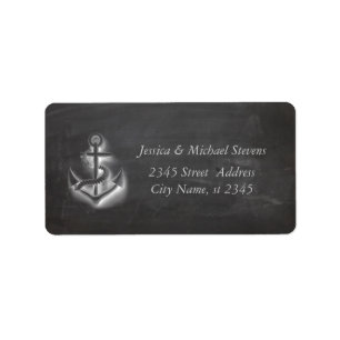 Trendy modern nautical anchor chalkboard label