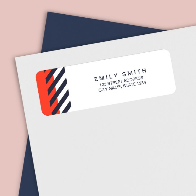 Trendy Modern Orange and Dark Blue Stripes Address (Creator Uploaded)