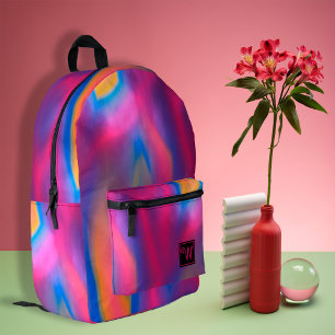 Trendy Modern Orange Blue Purple Tie Dye Printed Backpack
