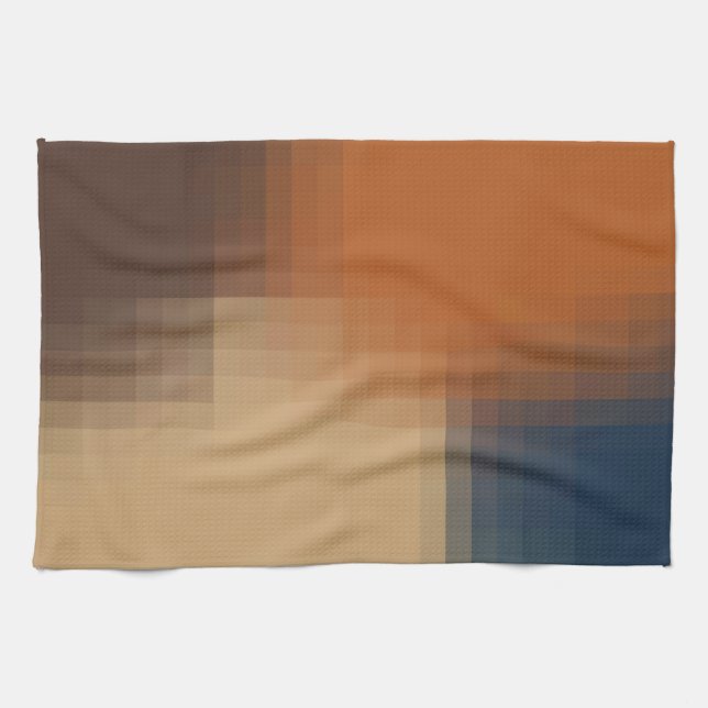 Trendy Modern Orange Blue Yellow Beige Pattern Kitchen Towel (Horizontal)