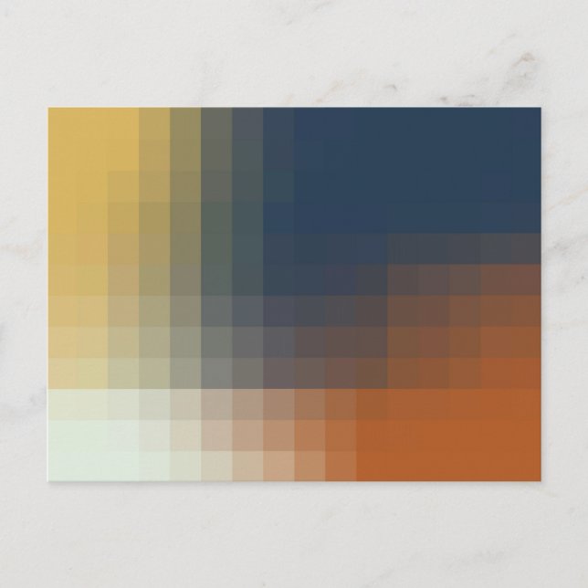 Trendy Modern Orange Blue Yellow Beige Pattern Postcard (Front)