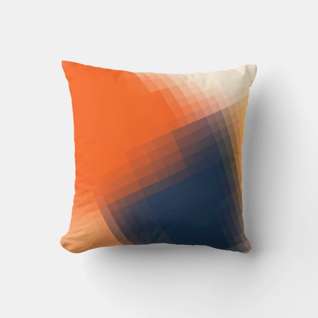 Trendy Modern Orange Blue Yellow Pattern Throw Pillow (Front)