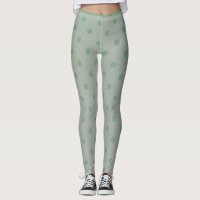 Trendy Modern Pastel Green Polka Dot Leggings