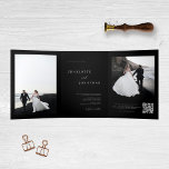 Trendy Modern Photo Black Wedding Tri-Fold Invitation<br><div class="desc">Trendy Modern Photo Black Wedding Tri-Fold Invitation</div>