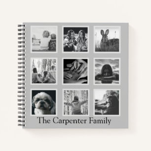 Trendy Modern photo collage black & white Notebook