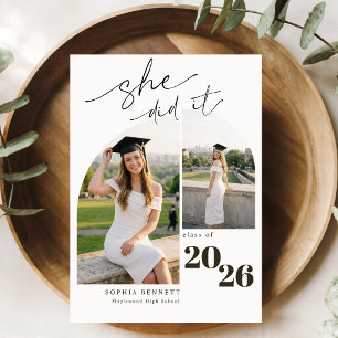 Trendy Modern Photo Collage Graduation Party Invitation