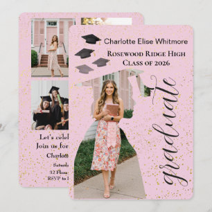 Trendy Modern Photo Graduation Invitation card 