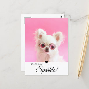 Trendy Modern Photo Script Name QR Code Postcard