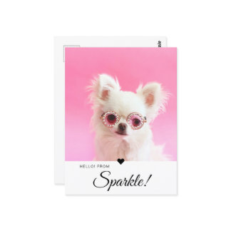 Trendy Modern Photo Script Name QR Code Postcard