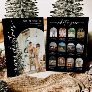Trendy Modern Photo What A Year Merry Christmas  Holiday Card