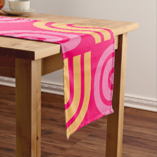 Trendy Modern Pink and Yellow Pattern Spring Medium Table Runner