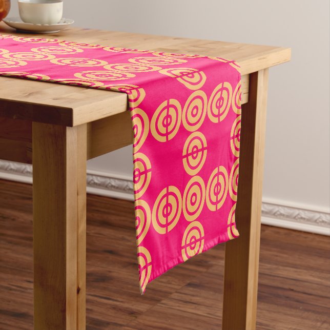 Trendy Modern Pink and Yellow Spring Medium Table Runner (In Situ)