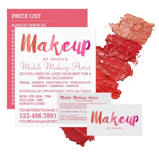 Trendy Modern Pink Makeup Artist Advertising Flyer (Creator Uploaded)