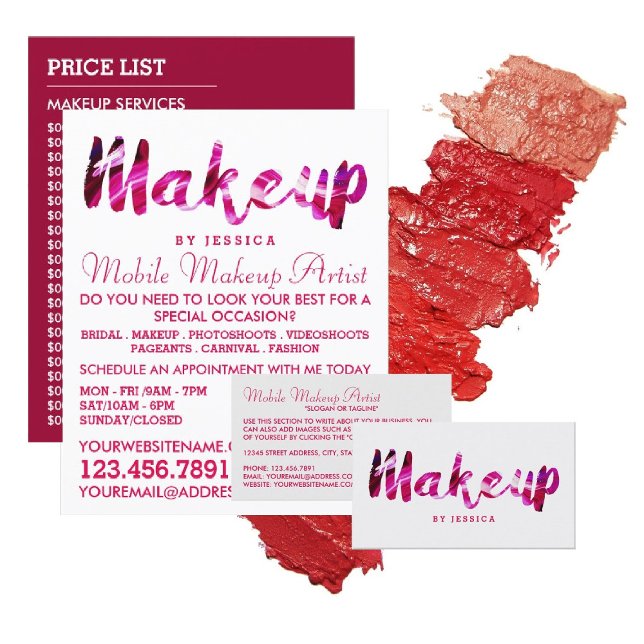 Trendy Modern Pink Makeup Artist Advertising Flyer (Creator Uploaded)