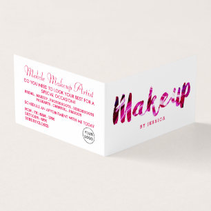 Trendy Modern Pink Makeup Artist Loyalty Card, Business Card