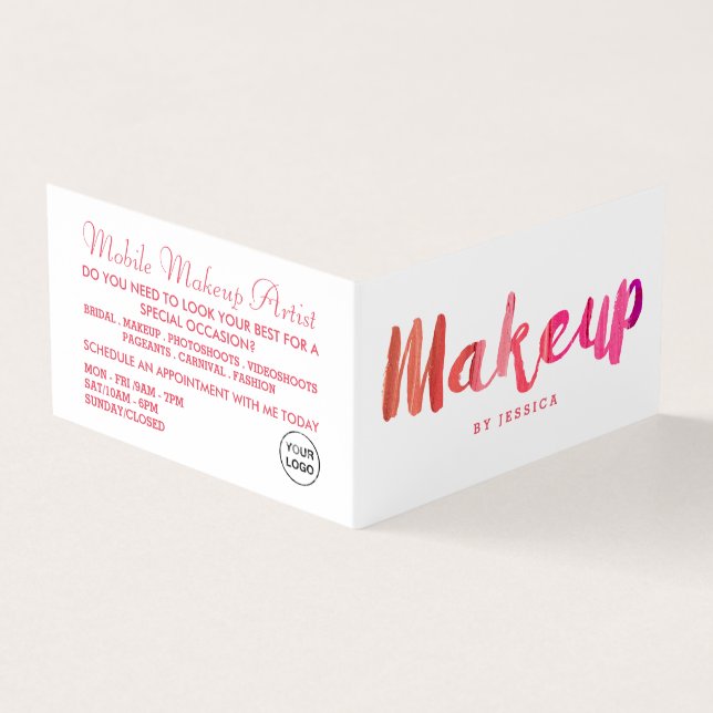 Trendy Modern Pink Makeup Artist Loyalty Card, Business Card (Outside)