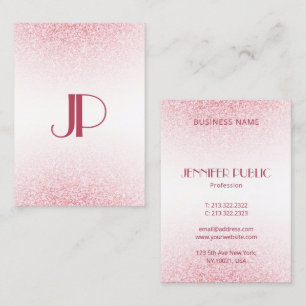 Trendy Modern Pink Rose Gold Glitter Elegant Business Card