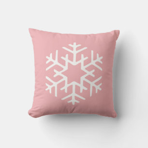 Trendy Modern Pink Snowflake Holiday Throw Pillow