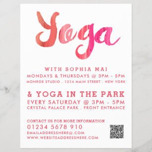 Trendy Modern Pink Yoga Class Advertising Flyer