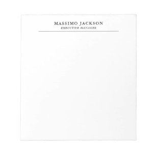 Trendy Modern Plain Black & White Professional Notepad