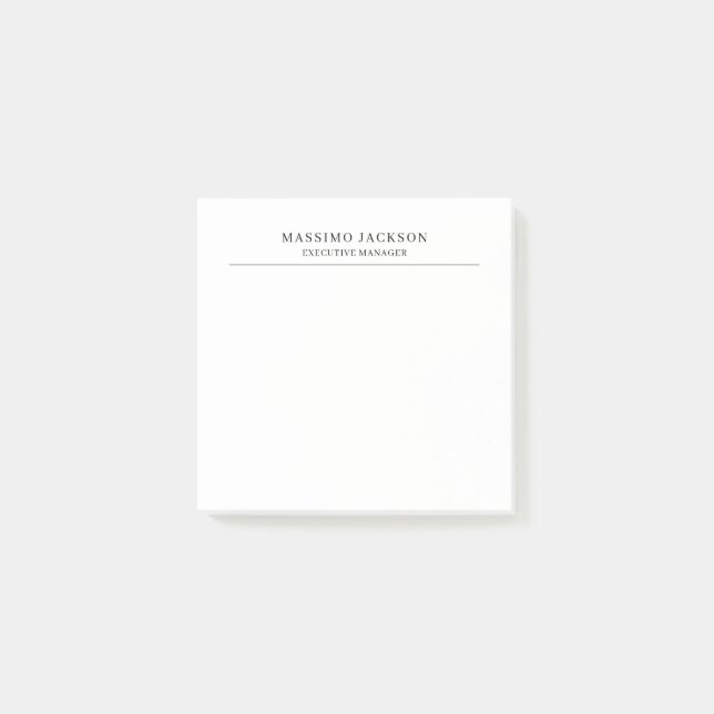 Trendy Modern Plain Black & White Professional Post-it Notes (Front)