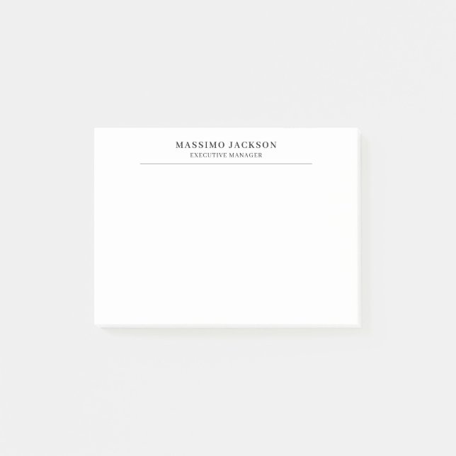 Trendy Modern Plain Black & White Professional Post-it Notes (Front)