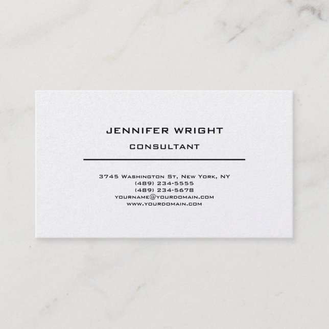 Trendy Modern Plain Simple Attractive Minimalist Business Card (Front)