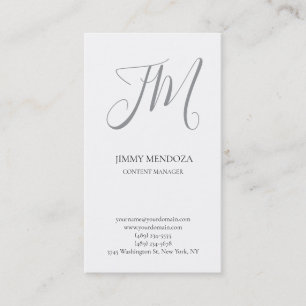 Trendy modern plain simple handwriting monogram business card