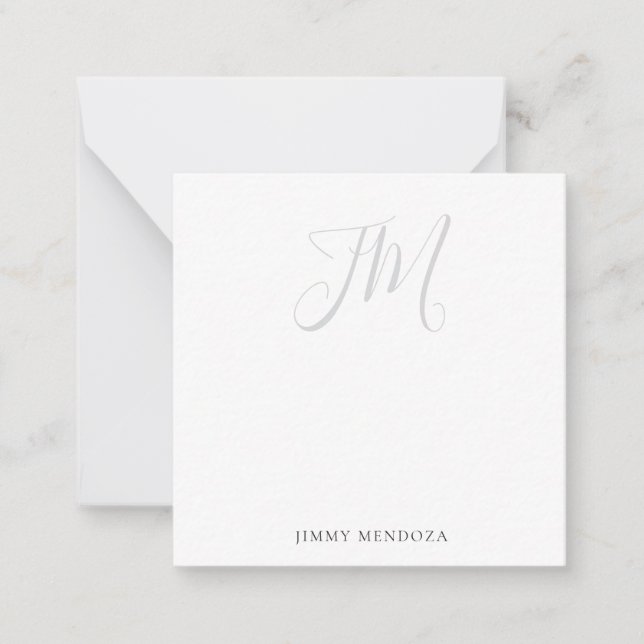 Trendy modern plain simple handwriting monogram card (Front)
