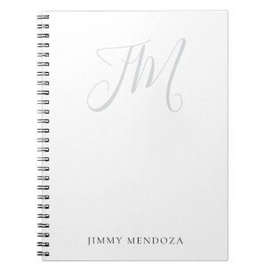 Trendy modern plain simple handwriting monogram notebook