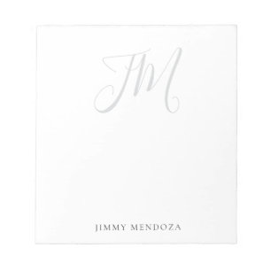 Trendy modern plain simple handwriting monogram notepad