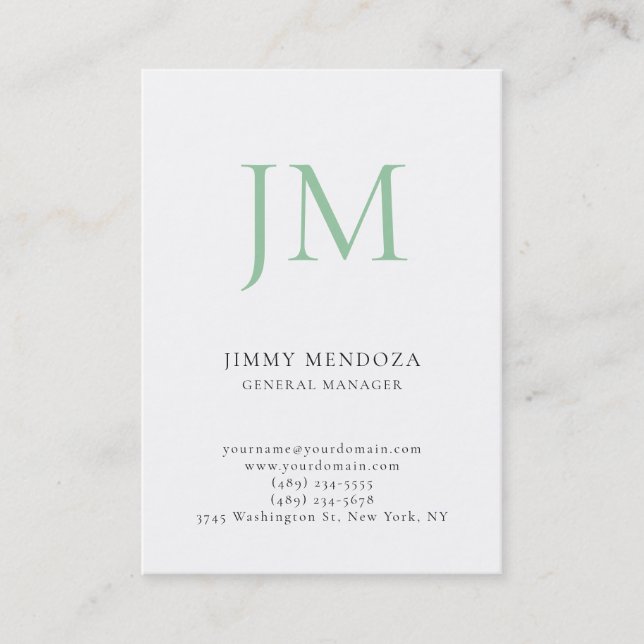 Trendy modern plain simple professional monogram business card (Front)