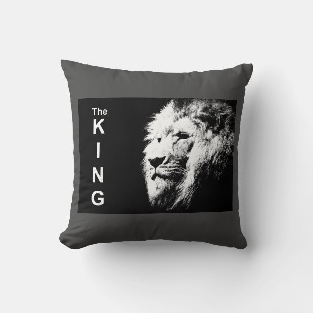 Trendy Modern Pop Art Lion Head Elegant Template Throw Pillow (Front)