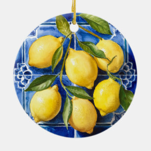 Trendy Modern Portuguese Tiles Azulejos Blue Ceramic Ornament