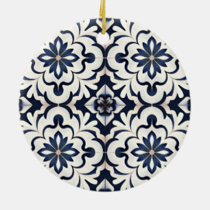 Trendy Modern Portuguese Tiles Azulejos Blue Ceramic Ornament
