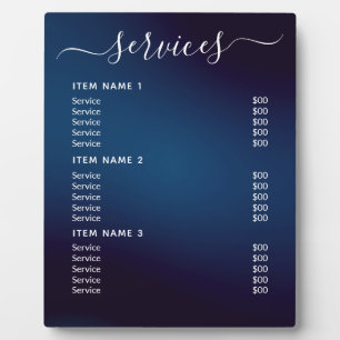 Trendy Modern Professional Business Price List Plaque