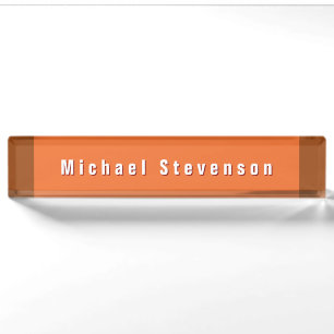 Trendy Modern Professional Orange Brown Nameplate