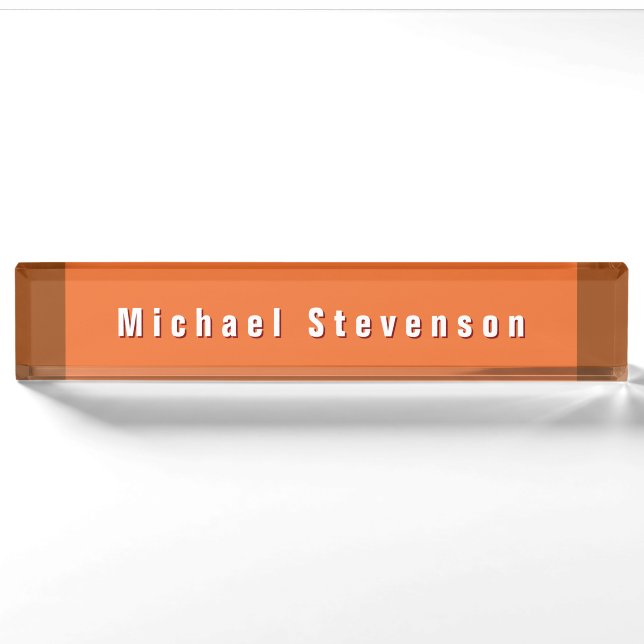 Trendy Modern Professional Orange Brown Nameplate (Front)