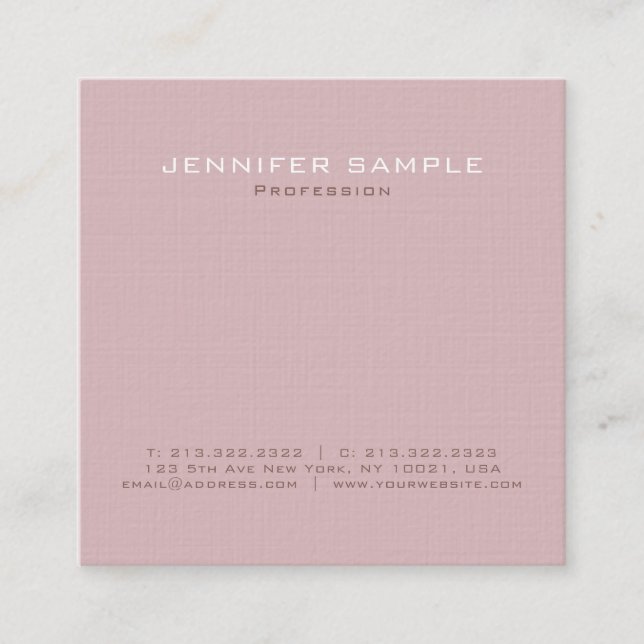 Trendy Modern Professional Premium Linen Luxury Square Business Card (Front)