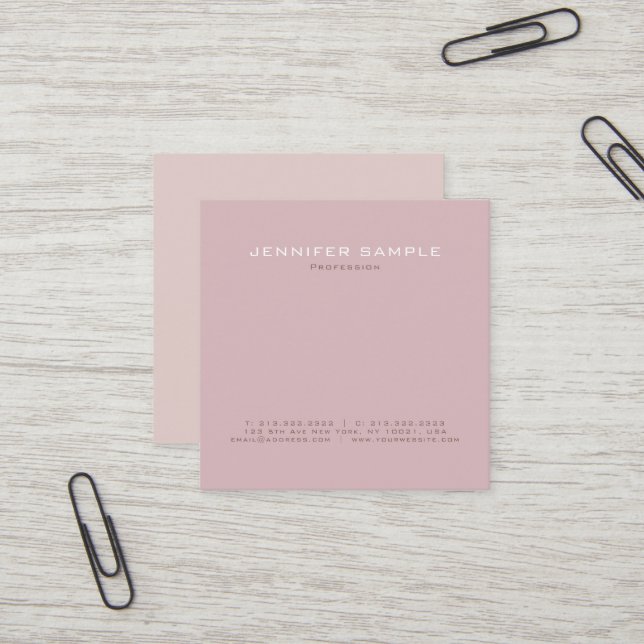 Trendy Modern Professional Premium Silk Luxury Square Business Card (Front/Back In Situ)