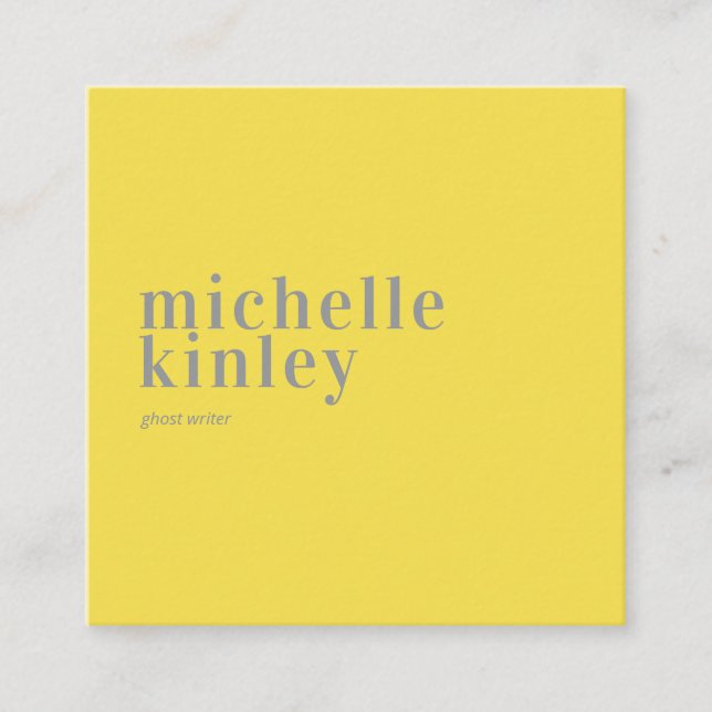 Trendy modern professional yellow networking square business card (Front)