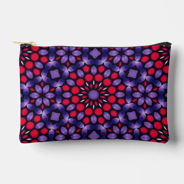 Trendy Modern Purple Pink Abstract Dot Art Pattern Accessory Pouch (Front)