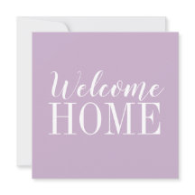 Trendy modern purple welcome home greeting card