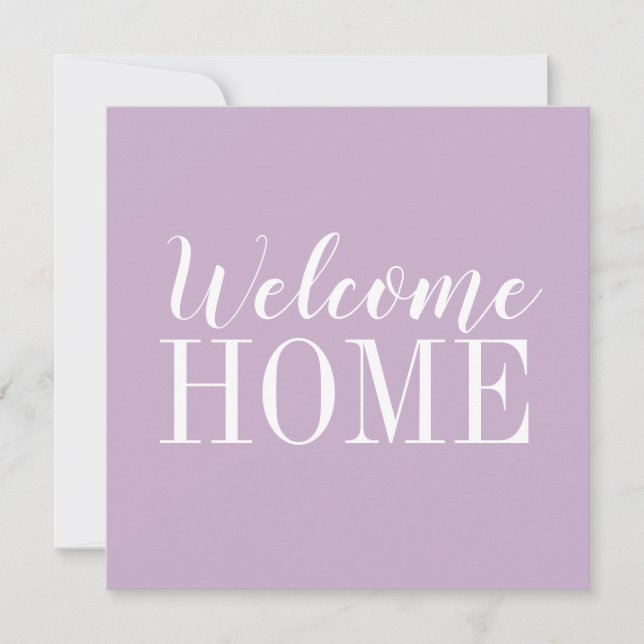 Trendy modern purple welcome home note card (Front)
