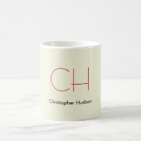 Trendy Modern Red Monogram Beige 