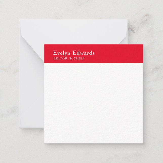 Trendy Modern Red White Minimalist Plain Card (Front)