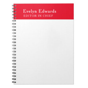 Trendy Modern Red White Minimalist Plain Notebook