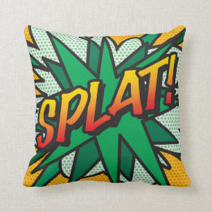Trendy Modern Retro Comic Book SPLAT Pop Art Throw Pillow
