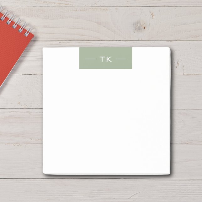Trendy Modern Sage Green Monogram initials Post-it Notes (Creator Uploaded)