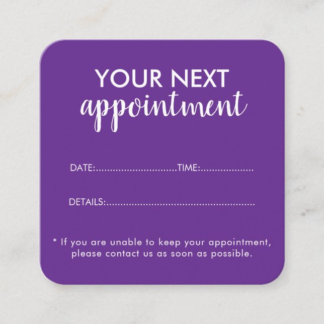 Trendy Modern Salon Appointment Reminder Card (Front)